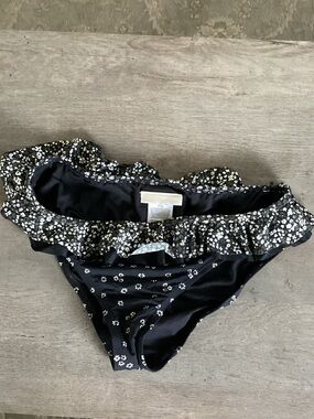 MICHAEL Michael Kors Black Floral Ruffle Bikini Bottoms